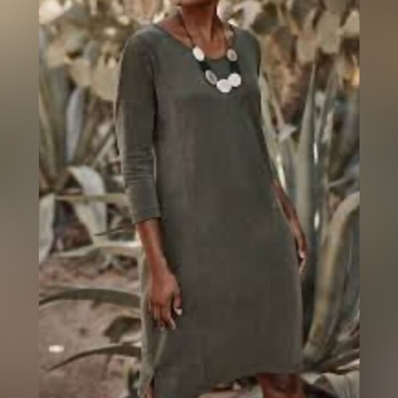 Pure Jill Sand-Washed Slub Knit Midi Dress – Size M – Effortless Coastal Chic - Picture 2 of 13